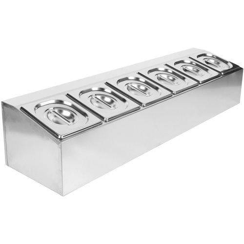Commercial Condiment Holder including 6xGN1/6-150mm pans &amp Lids | Stalwart DA- CHD06AD