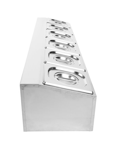 Commercial Condiment Holder including 6xGN1/6-150mm pans &amp Lids | Stalwart DA- CHD06AD