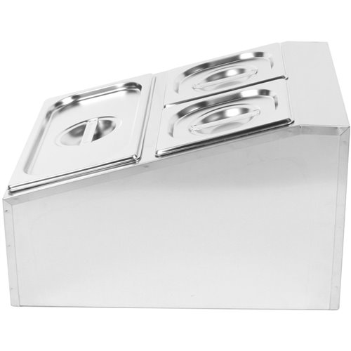 Commercial Condiment Holder including 2xGN1/6-100mm &amp 1xGN1/3-100mm containers with lids Stainless steel | Stalwart DA- CHD04