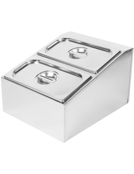 Commercial Condiment Holder including 2xGN1/3-150mm containers with lids Stainless steel | Stalwart DA- CHD04BD3