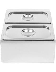 Commercial Condiment Holder including 2xGN1/3-150mm containers with lids Stainless steel | Stalwart DA- CHD04BD3 2