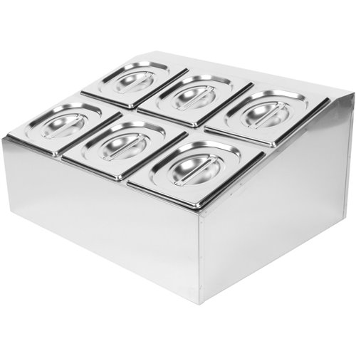 Commercial Condiment Holder including 6xGN1/6-150mm pans &amp lids | Stalwart DA- CHD06BD
