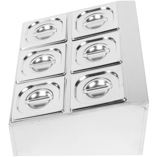 Commercial Condiment Holder including 6xGN1/6-150mm pans &amp lids | Stalwart DA- CHD06BD