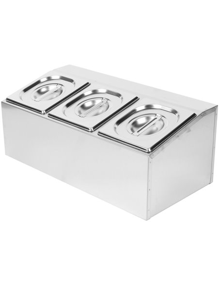 Commercial Condiment Holder including 3xGN1/6-100mm pans &amp lids | Stalwart DA- CHD03A