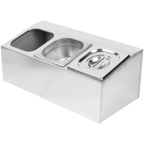 Commercial Condiment Holder including 3xGN1/6-100mm pans &amp lids | Stalwart DA- CHD03A
