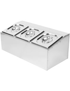 Commercial Condiment Holder including 3xGN1/6-150mm pans &amp lids | Stalwart DA- CHD03AD