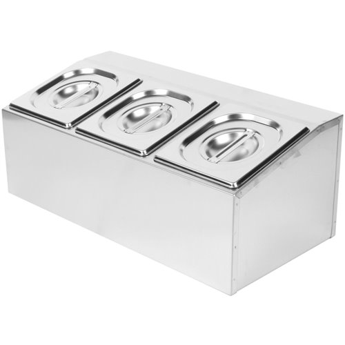 Commercial Condiment Holder including 3xGN1/6-150mm pans &amp lids | Stalwart DA- CHD03AD
