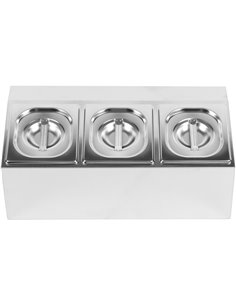 Commercial Condiment Holder including 3xGN1/6-150mm pans &amp lids | Stalwart DA- CHD03AD 2