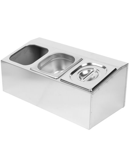 Commercial Condiment Holder including 3xGN1/6-150mm pans &amp lids | Stalwart DA- CHD03AD