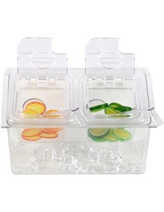 Chilled Condiment Holder including 2xGN1/6-100mm containers with lid Plastic | Stalwart DA- CHP04B2 2