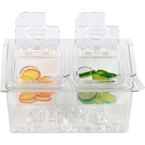 Chilled Condiment Holder including 2xGN1/6-100mm containers with lid Plastic | Stalwart DA- CHP04B2