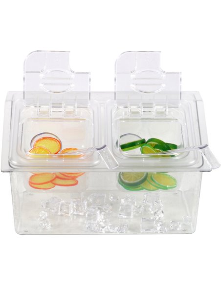 Chilled Condiment Holder including 2xGN1/6-150mm containers with lid Plastic | Stalwart DA- CHP04BD2