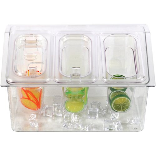 Chilled Condiment Holder including 3xGN1/9-100mm containers with lid Plastic | Stalwart DA- CHP04B3