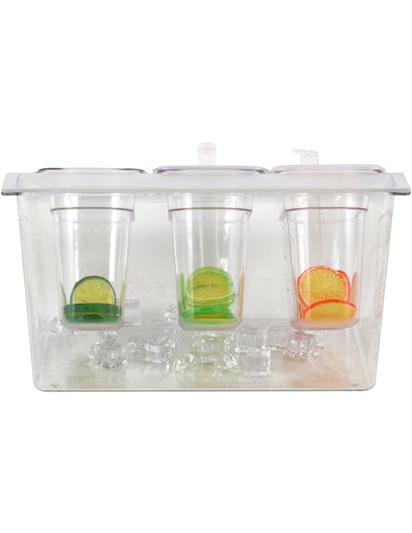 Chilled Condiment Holder including 3xGN1/9-100mm containers with lid Plastic | Stalwart DA- CHP04B3