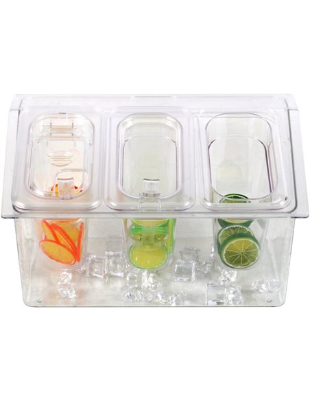 Chilled Condiment Holder including 3xGN1/9-150mm containers with lid Plastic | Stalwart DA- CHP04BD3
