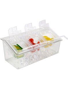 Chilled Condiment Holder including 3xGN1/6-150mm containers with lid Plastic | Stalwart DA- CHP06BD
