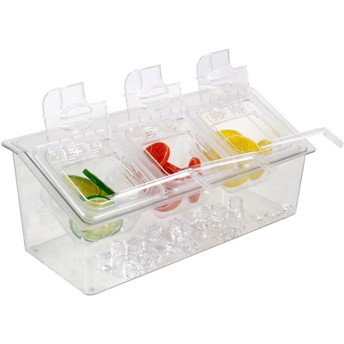 Chilled Condiment Holder including 3xGN1/6-150mm containers with lid Plastic | Stalwart DA- CHP06BD