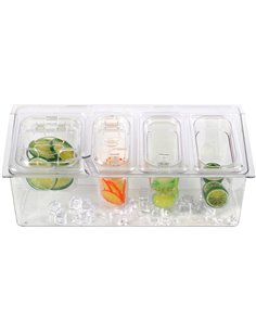 Chilled Condiment Holder including 1xGN1/6+3xGN1/9-150mm containers with lid Plastic | Stalwart DA- CHP06BD2