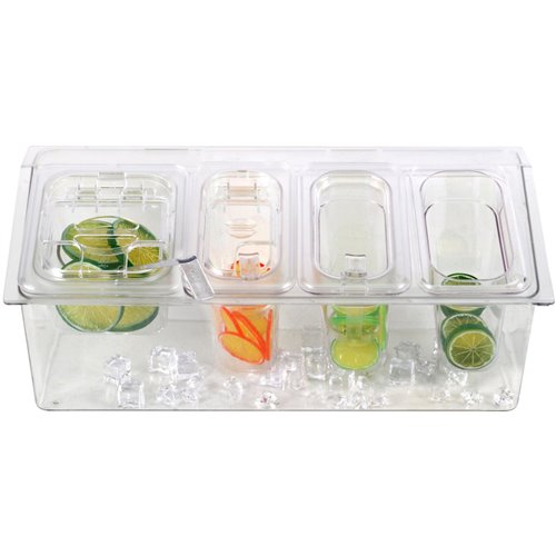 Chilled Condiment Holder including 1xGN1/6+3xGN1/9-150mm containers with lid Plastic | Stalwart DA- CHP06BD2
