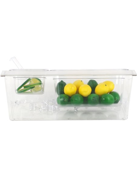 Chilled Condiment Holder including 1xGN1/3+1xGN1/6-100mm containers with lid Plastic | Stalwart DA- CHP06B3