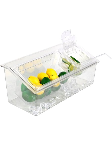Chilled Condiment Holder including 1xGN1/3+1xGN1/6-150mm containers with lid Plastic | Stalwart DA- CHP06BD3