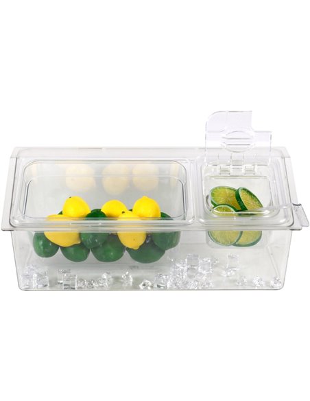 Chilled Condiment Holder including 1xGN1/3+1xGN1/6-150mm containers with lid Plastic | Stalwart DA- CHP06BD3