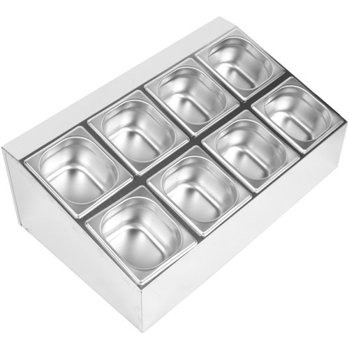 Commercial Condiment Holder including 8xGN1/6-100mm pans &amp lids | Stalwart DA- CHD08B