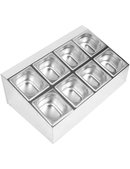 Commercial Condiment Holder including 8xGN1/6-100mm pans &amp lids | Stalwart DA- CHD08B