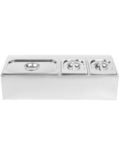 Commercial Condiment Holder including 2xGN1/6-150mm &amp 1xGN1/3-150mm pans &amp lids | Stalwart DA- CHD04AD2 2