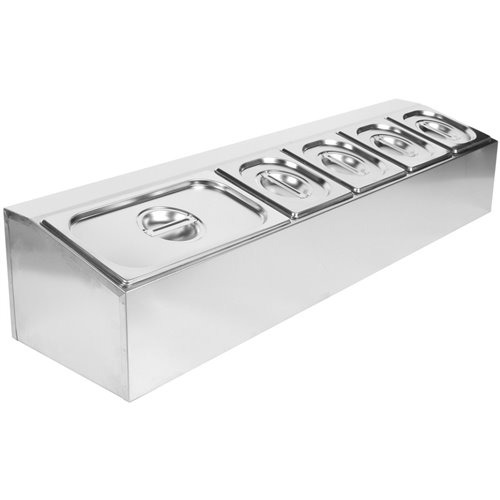Commercial Condiment Holder including 4xGN1/6-100mm &amp 1xGN1/3-100mm pans &amp lids | Stalwart DA- CHD04A2