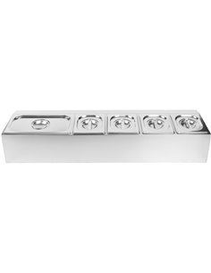 Commercial Condiment Holder including 4xGN1/6-100mm &amp 1xGN1/3-100mm pans &amp lids | Stalwart DA- CHD04A2 2