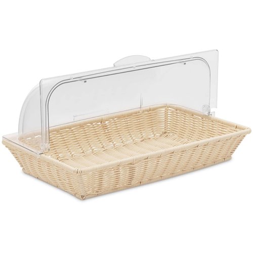 Commercial Bread Display Basket with Roll top cover 530x325x80mm Nature colour | Stalwart DA- WHRBBC1