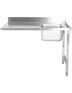Loading table Right side 1200x650x850mm With sink With splashback Stainless steel | Stalwart DA- DWITA1265R 2