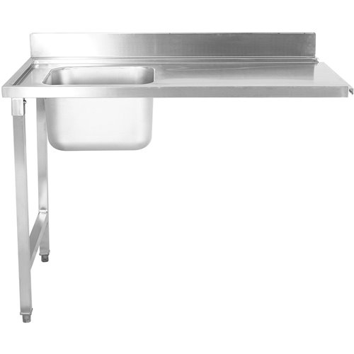 Loading table Left side 1200x650x850mm With sink With splashback Stainless steel | Stalwart DA- DWITA1265L