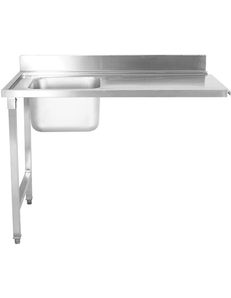 Loading table Left side 1200x650x850mm With sink With splashback Stainless steel | Stalwart DA- DWITA1265L