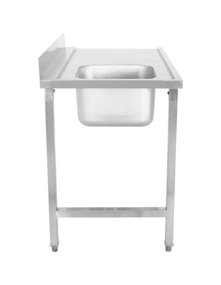 Loading table Left side 1200x650x850mm With sink With splashback Stainless steel | Stalwart DA- DWITA1265L