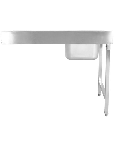 Loading table Left side 1200x650x850mm With sink With splashback Stainless steel | Stalwart DA- DWITA1265L
