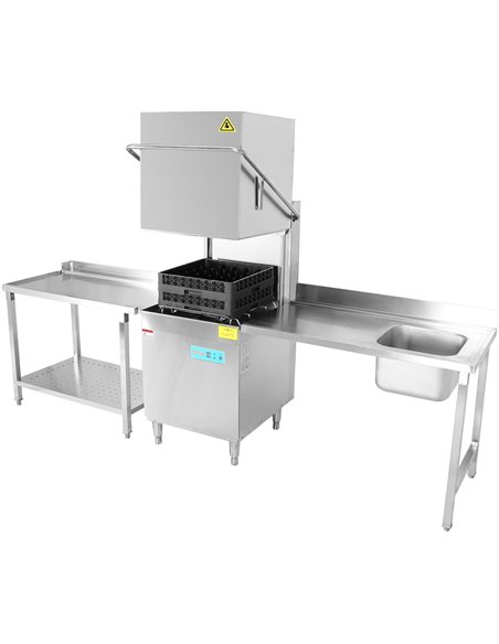 Loading table Left side 1200x650x850mm With sink With splashback Stainless steel | Stalwart DA- DWITA1265L