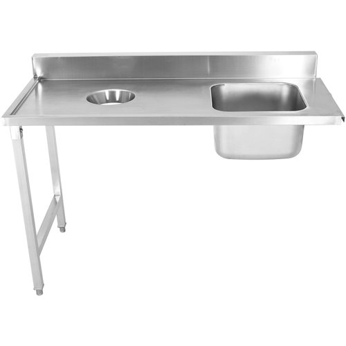 Loading table Left side 1400x650x850mm With sink With waste hole With splashback Stainless steel | Stalwart DA- DWITC1465R