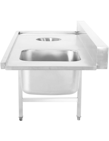 Loading table Left side 1400x650x850mm With sink With waste hole With splashback Stainless steel | Stalwart DA- DWITC1465R
