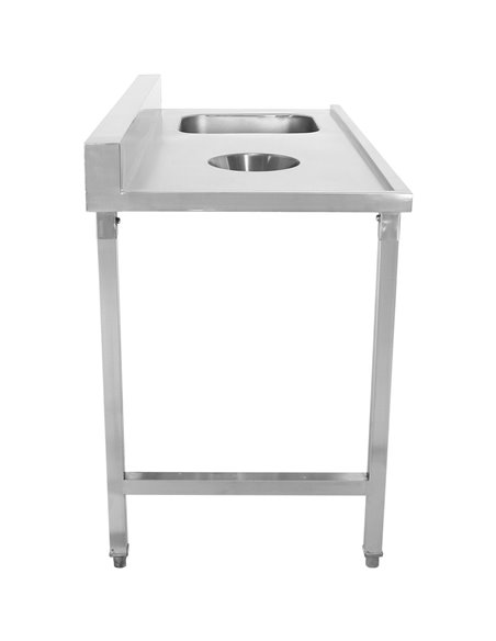Loading table Left side 1400x650x850mm With sink With waste hole With splashback Stainless steel | Stalwart DA- DWITC1465R
