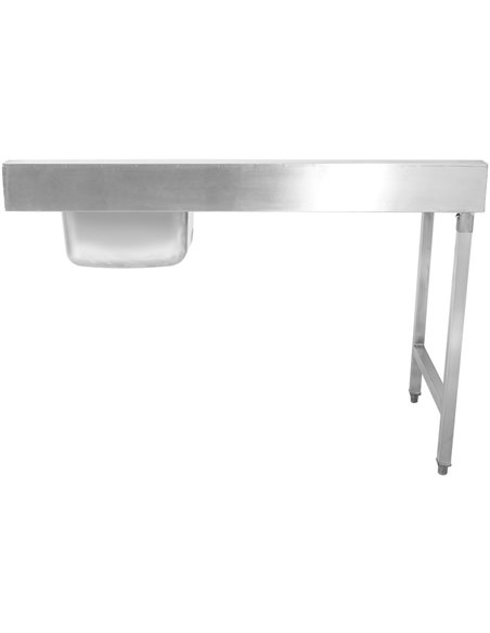 Loading table Left side 1400x650x850mm With sink With waste hole With splashback Stainless steel | Stalwart DA- DWITC1465R