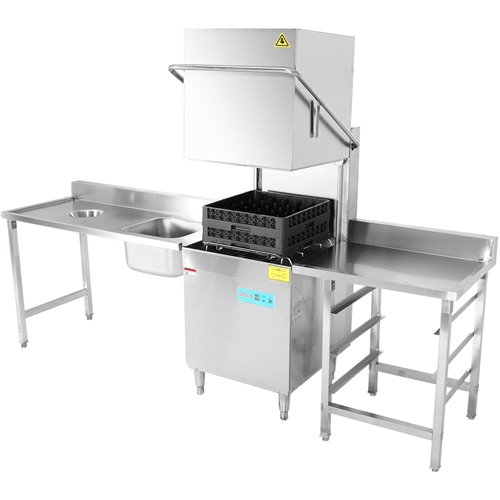 Loading table Left side 1400x650x850mm With sink With waste hole With splashback Stainless steel | Stalwart DA- DWITC1465R