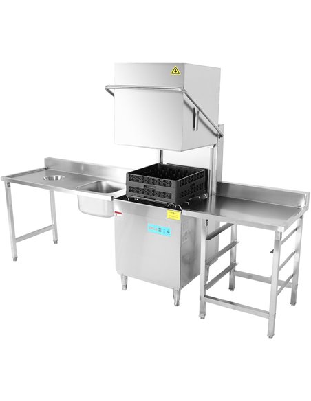 Loading table Left side 1400x650x850mm With sink With waste hole With splashback Stainless steel | Stalwart DA- DWITC1465R