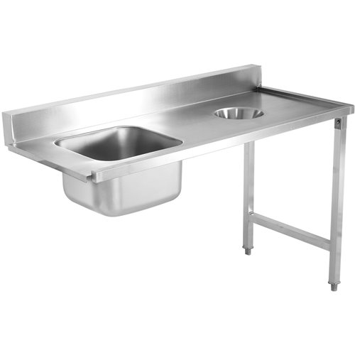 Loading table Right side 1400x650x850mm With sink With waste hole With splashback Stainless steel | Stalwart DA- DWITC1465L