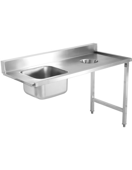 Loading table Right side 1400x650x850mm With sink With waste hole With splashback Stainless steel | Stalwart DA- DWITC1465L