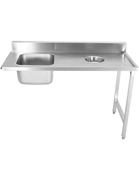 Loading table Right side 1400x650x850mm With sink With waste hole With splashback Stainless steel | Stalwart DA- DWITC1465L