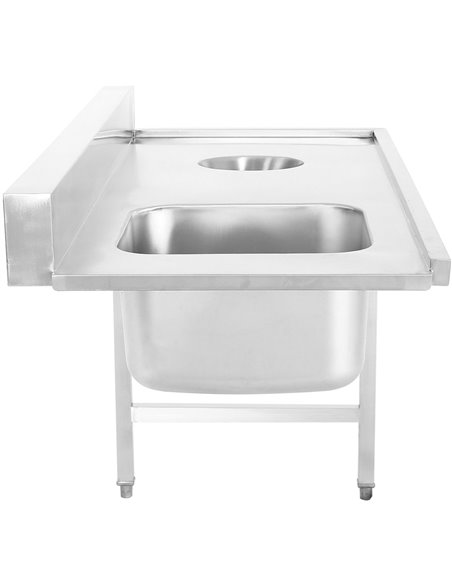 Loading table Right side 1400x650x850mm With sink With waste hole With splashback Stainless steel | Stalwart DA- DWITC1465L