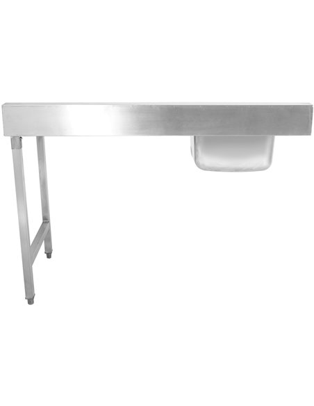 Loading table Right side 1400x650x850mm With sink With waste hole With splashback Stainless steel | Stalwart DA- DWITC1465L