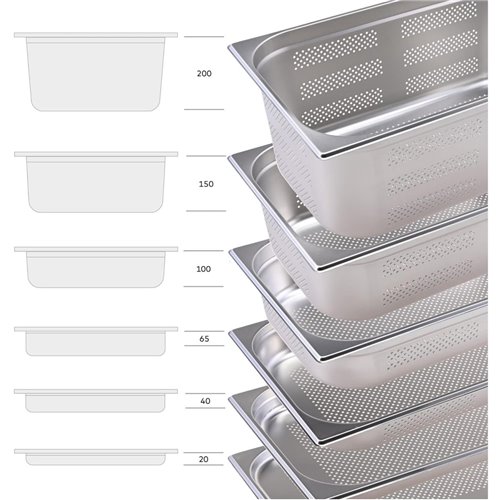 Stainless steel Gastronorm Pan Perforated GN1/1 Depth 200mm | Stalwart DA- 8118P